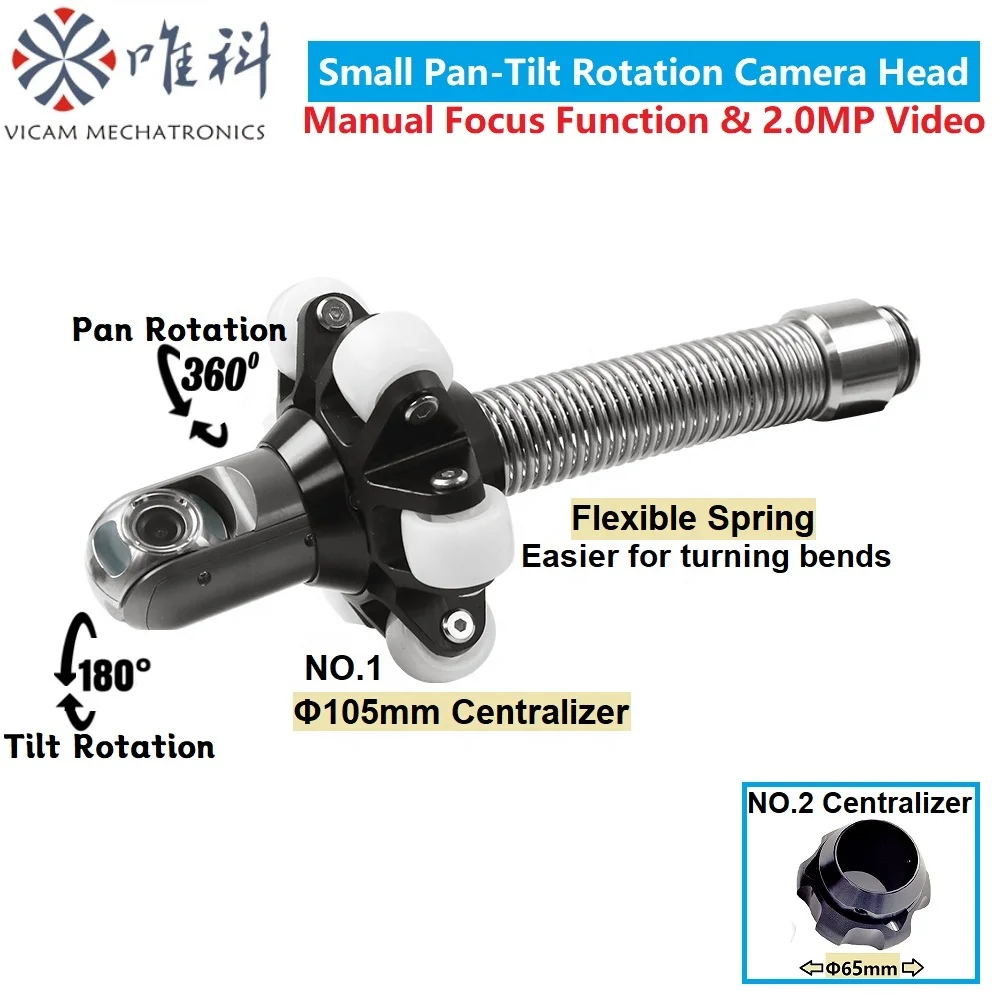 Vicam Portable 33mm 360 Rotation Sewer Camera 8 Inch Screen 1080P Pipe Inspection Camera 512Hz Sonde 30m Drain Pumbling Camera