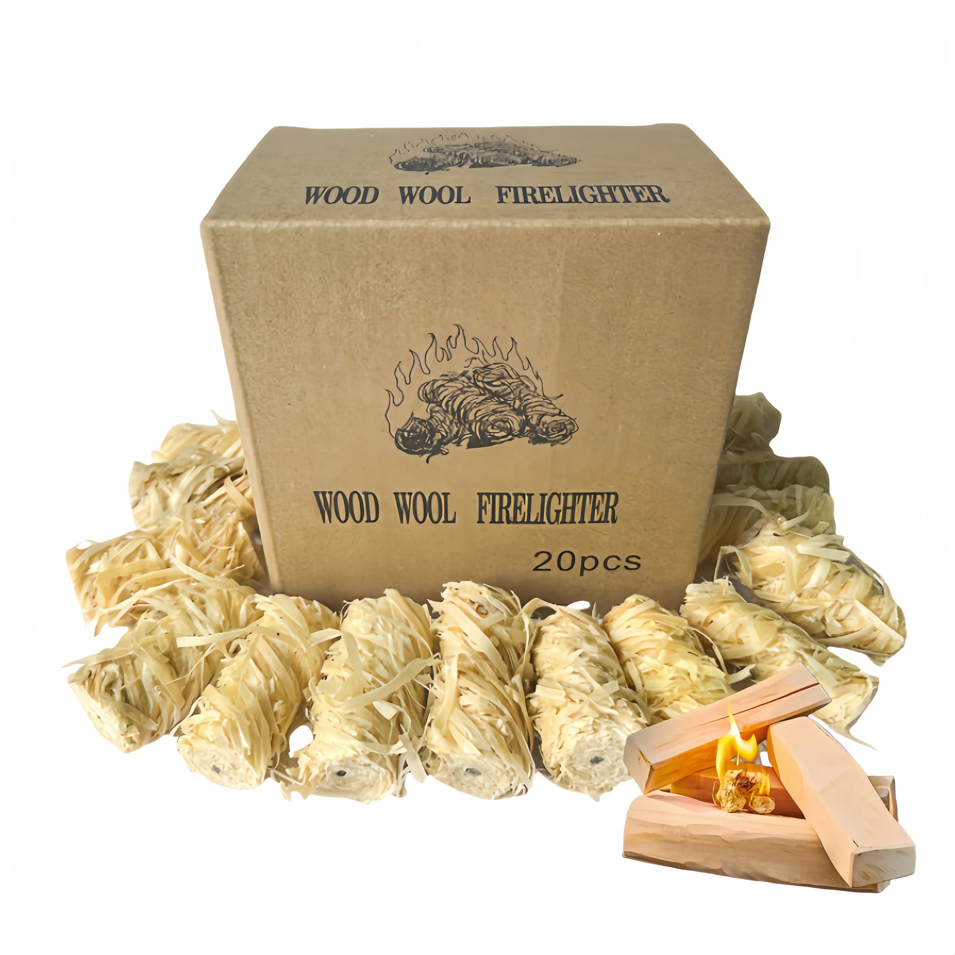 Wholesale Fire Starter Camping Wood Wool Firelighters Natural Wood Fire Starter