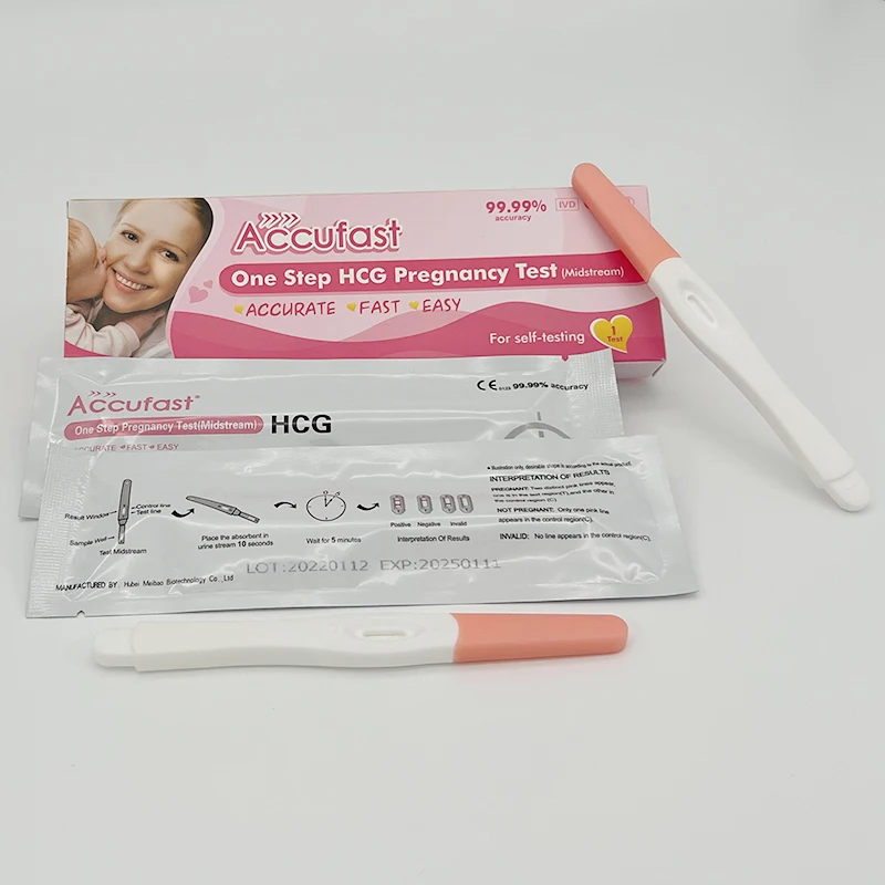 Factory Supply CE ISO UKCA Approved Accurate Early Hcg Urine Test 10,25 mIU/ml Pregnancy Test Midstream