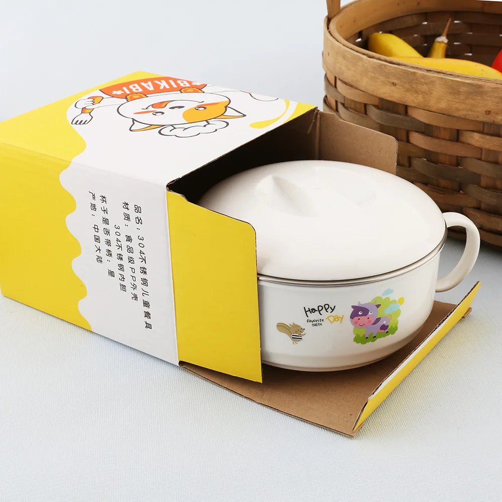 Multicolored Amazing 304 Stainless steel bpa Free Anti Spill Baby Insulated Feeding Food Bowl with Lid