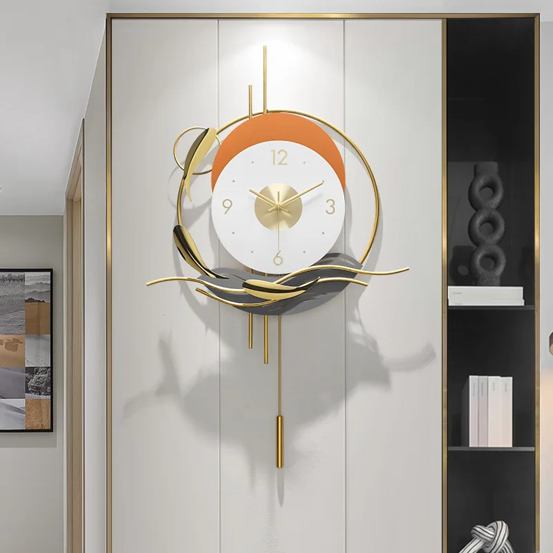 New Chinese style light luxury decorative living room household personalized creative wall clock