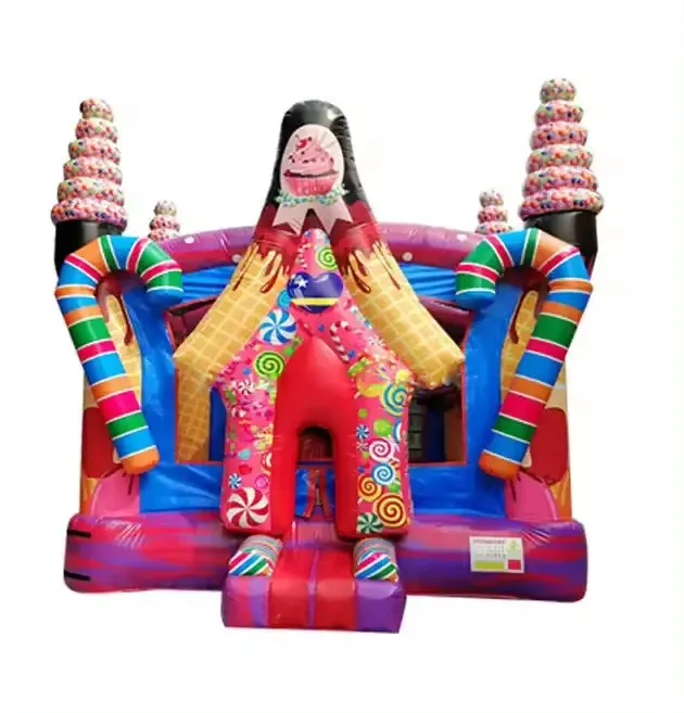 colorful inflatable sugar shack bouncer house ice cream inflatable jumping candy land combo