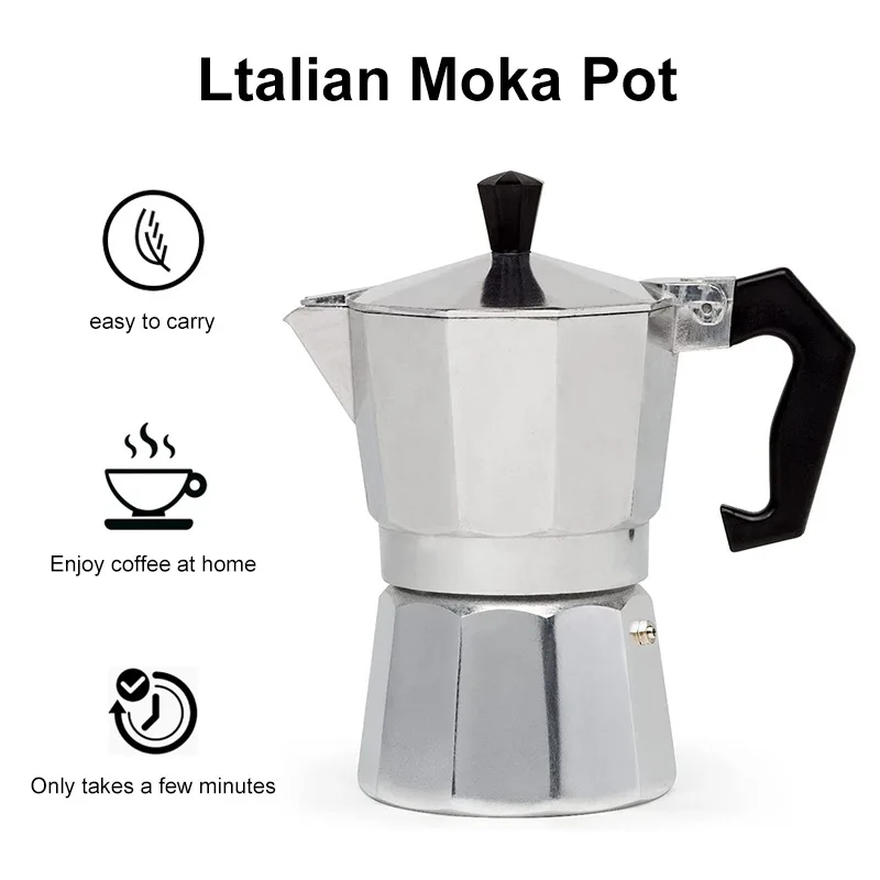 italiana cafetera mokapot set stovetop high quality induction italian stove top aluminum mocha espresso coffee maker moka pot