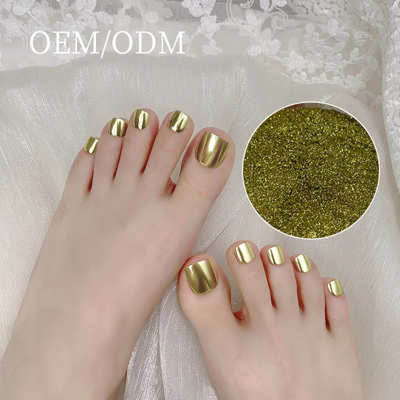 OEM Green Mint Aurora Chrome Powder Nails Chamalon Mirror Effect Nail Polish Chrome Nail Powder