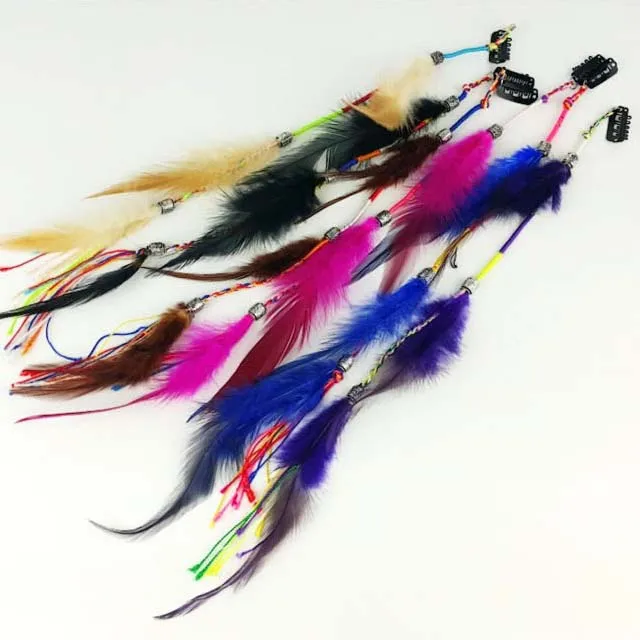 Genya Fashion Feather Hair Extensions Feather Head Braids Boho Ethnic Style Braided Hair Accessories for Women Girls