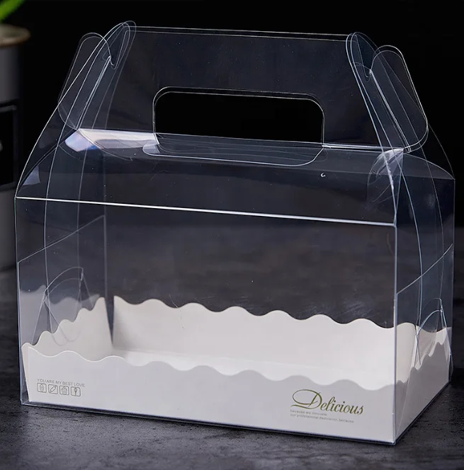 Wholesale Bread Desert Transparent Packaging Tall Portable Clear Gable PET Cake Boxes For Bakery