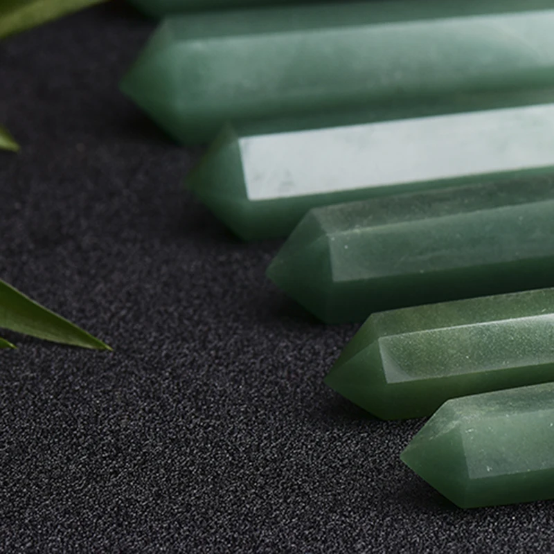Wholesale natural healing crystal Feng shui stone Green Aventurine Jade Yingpoint wand tower for home decoration
