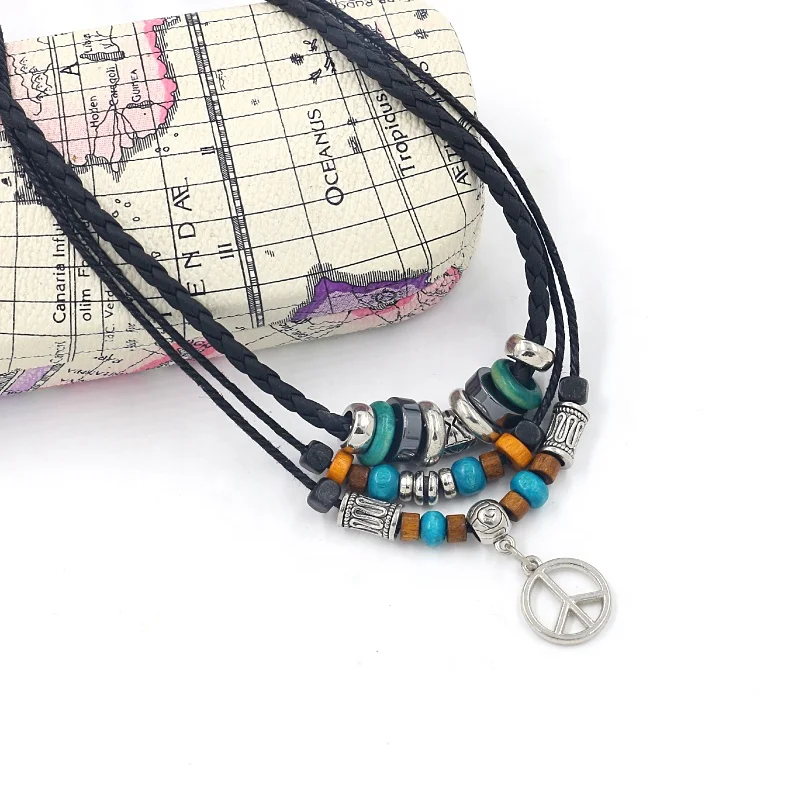 New Jewelry Retro Bohemian National Style Multi Layer Color Wood Bead Necklace Long Fashion Sweater Chain