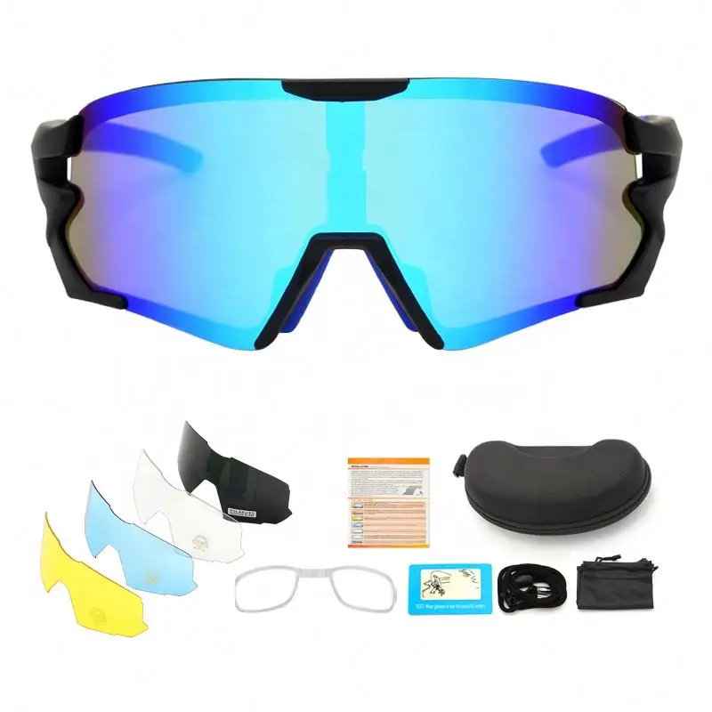 New Arrival Cool  Polarized bike Sunglasses Full Screen TR90  Changeable 5 lens Sports Glasses for Men Women cycling glasses