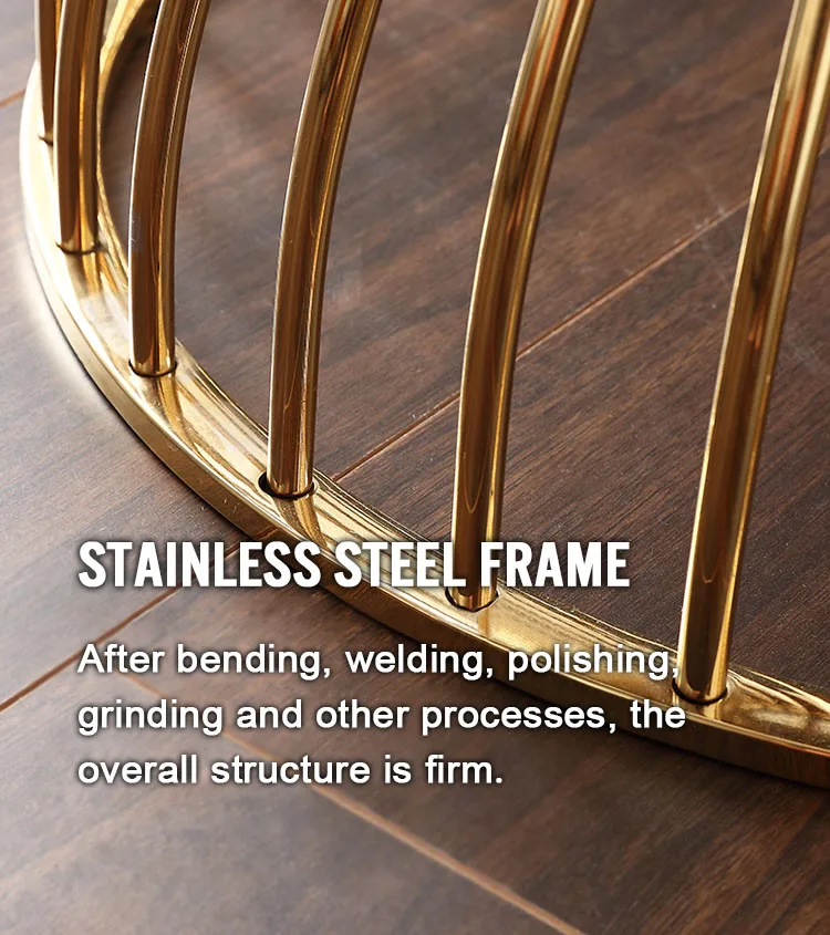 
Hotel Living Room Furniture Rose Gold Stainless Steel Frame Round Wire Side Table End Table 