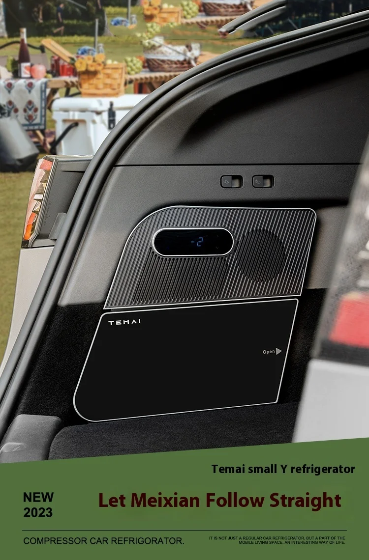 Practical Ice Maker Portable Freezer Refrigerator Black Green Dual Zone 15L Car Fridge for  Model 3/Y