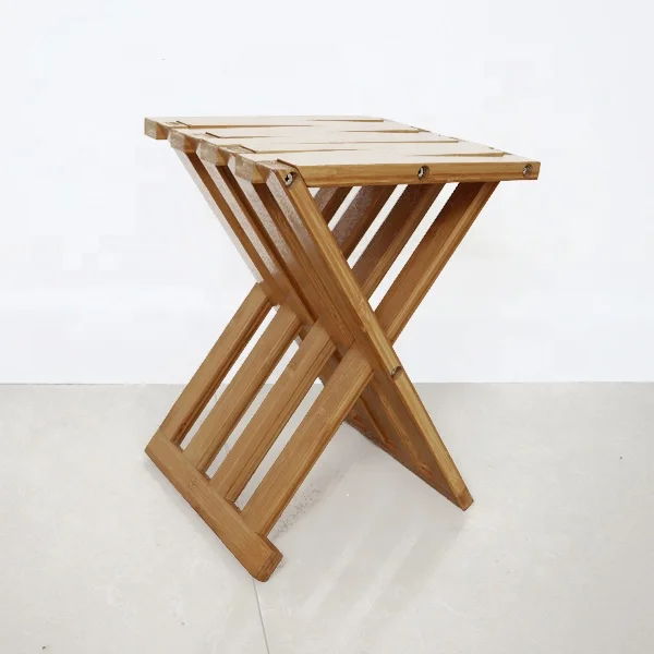 ZB BSCI Factory Bamboo folding stool 100% natural bamboo folding shower seat bathroom sauna bench