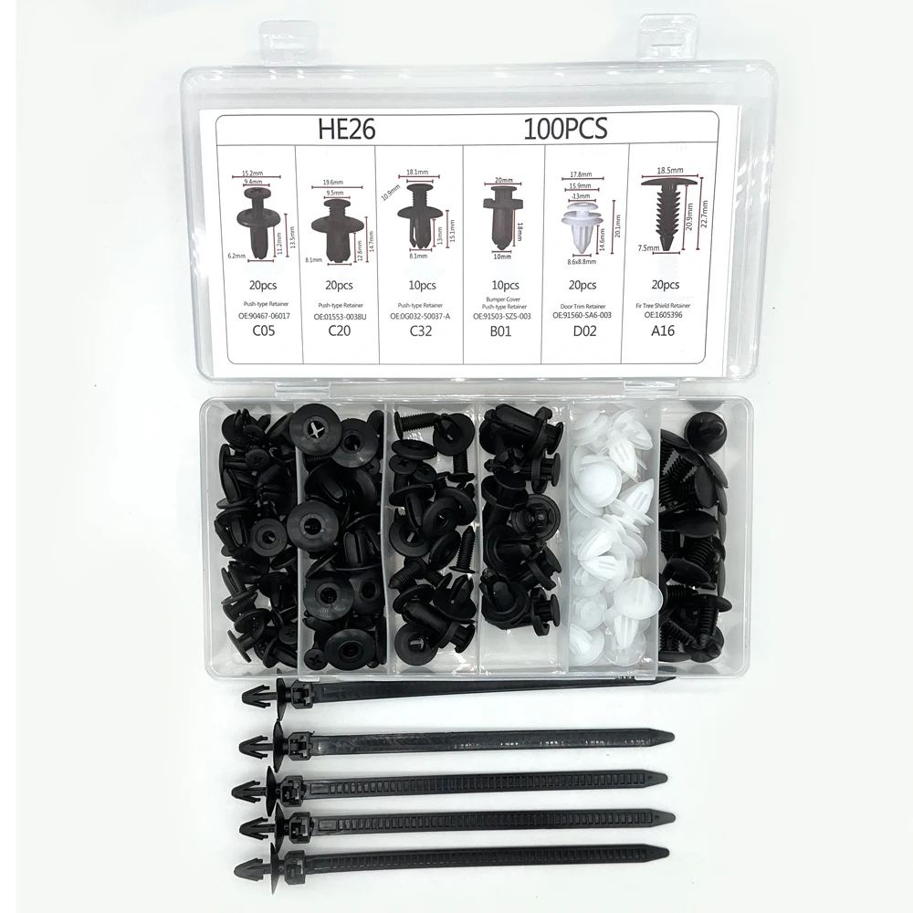 Car Retainer Clips Plastic Fastener Kit Auto Push Pin Rivets Set-Door Trim Panel Clips Mixed Bumper Rivet Set Replacement Push