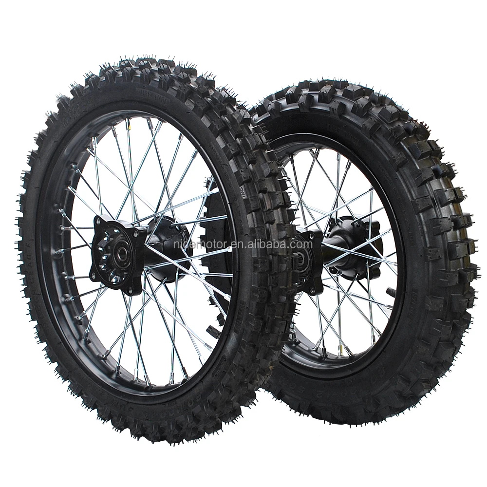 Front wheel + rear wheel 80-100-12 60-100-14 Wheel Tire and Rim Inner Tube with 12mm Bearing Assembly For Dirt Pit Bike Mini mot