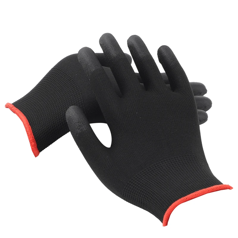 Antistatic carbon fiber knitted ESD fingertips coated protective PU gloves