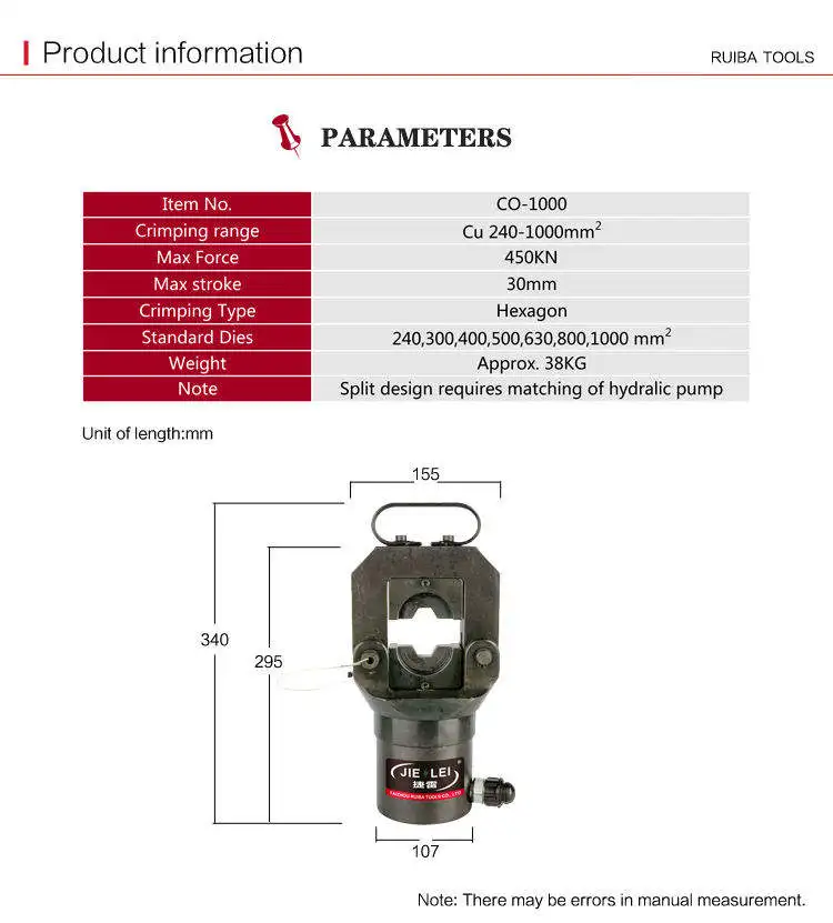CO-1000 CO-500 CO-630A CO-400 Cu16-500mm2 ручной кабельные наконечники Сплит блок пресс инструмент Электрический разъемные гидравлический обжимной