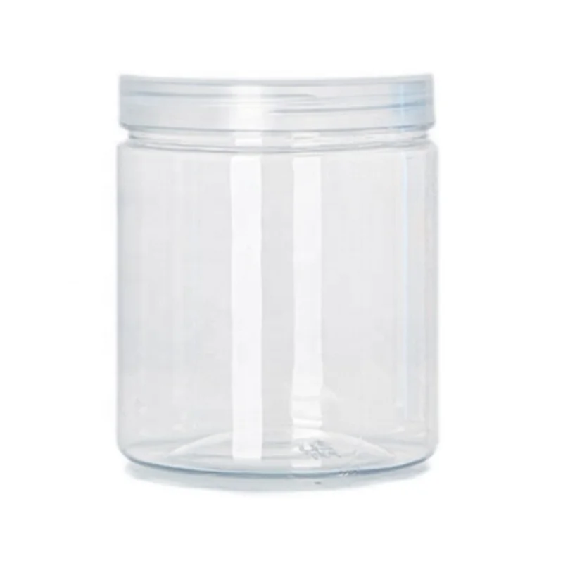 food grade plastic cans aluminum cap plastic storage jars with lids for snack Plastic Food Storage Clear Cookie Round Jar