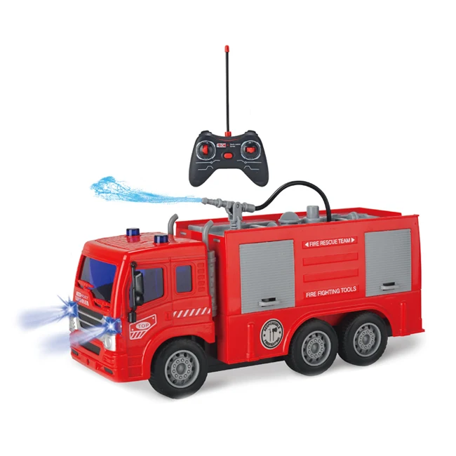 Kids toy remote control 5 channel simulate 1:18 water cannon fire engine with light rc toy fire trucks