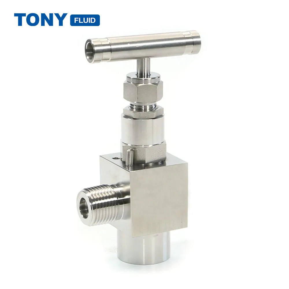 TONY Stainless Steel 90 Degree Angle Needle Valve High Pressure Gauge Needle Valve Female to Male Thread