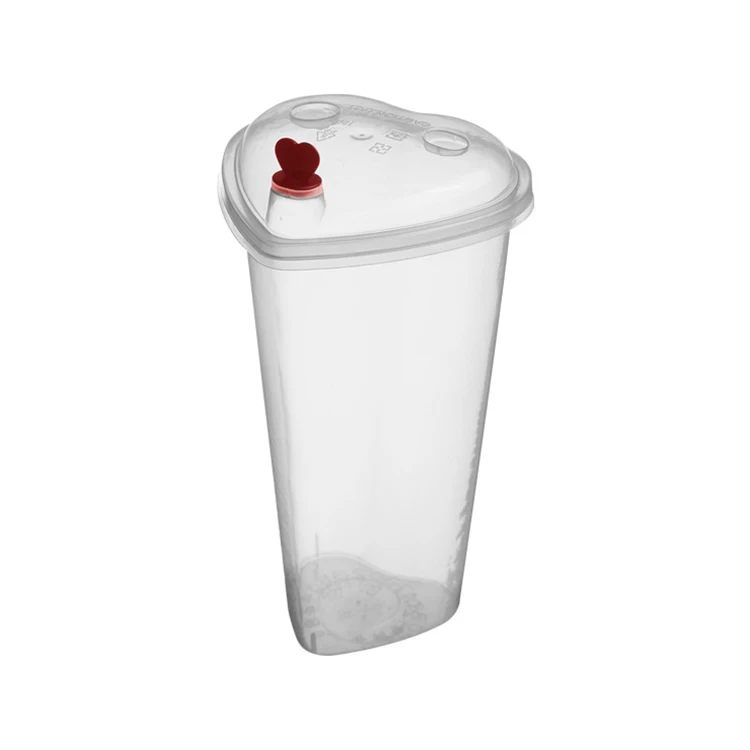 16oz 22oz Heart Shaped Boba Cup Disposable PP Plastic Injection Boba Bubble Tea Cup for Juice Milk Tea