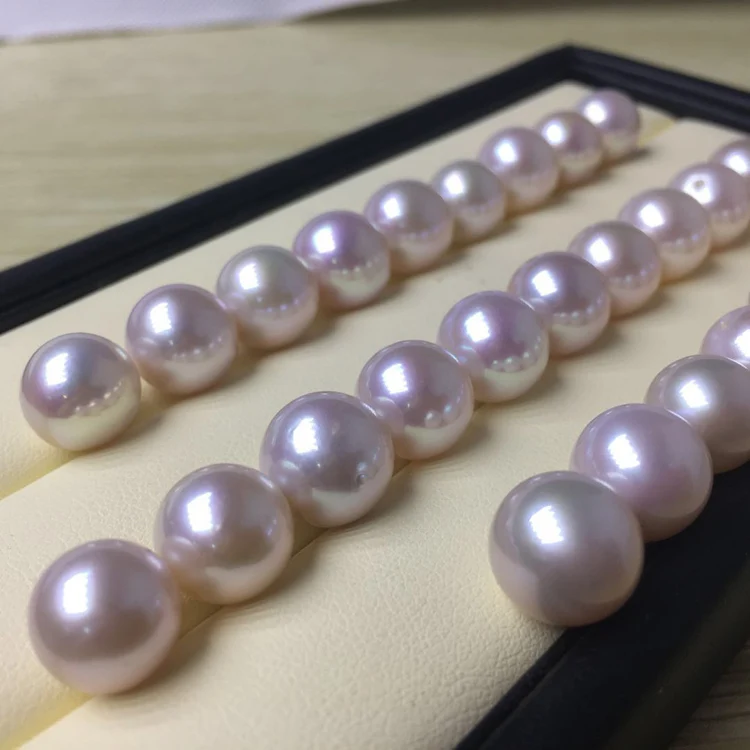 White and pink 10-12mm DIY baroque round strong light sea water pearl Loose Pearls