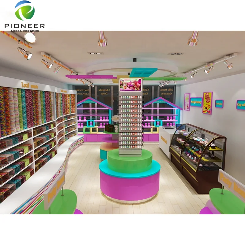Pioneer Hot Selling Sweet Shop / Candy Shop / Candy Store Display Counter Interior Design For Sale