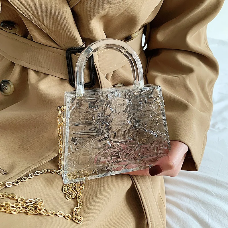 Evening Bags Clutch 2023 Luxury Fashion Ice Cracked Custom Made Acrylic Purse Bag Women Mini Clear Acrylic Box Purse Clutch