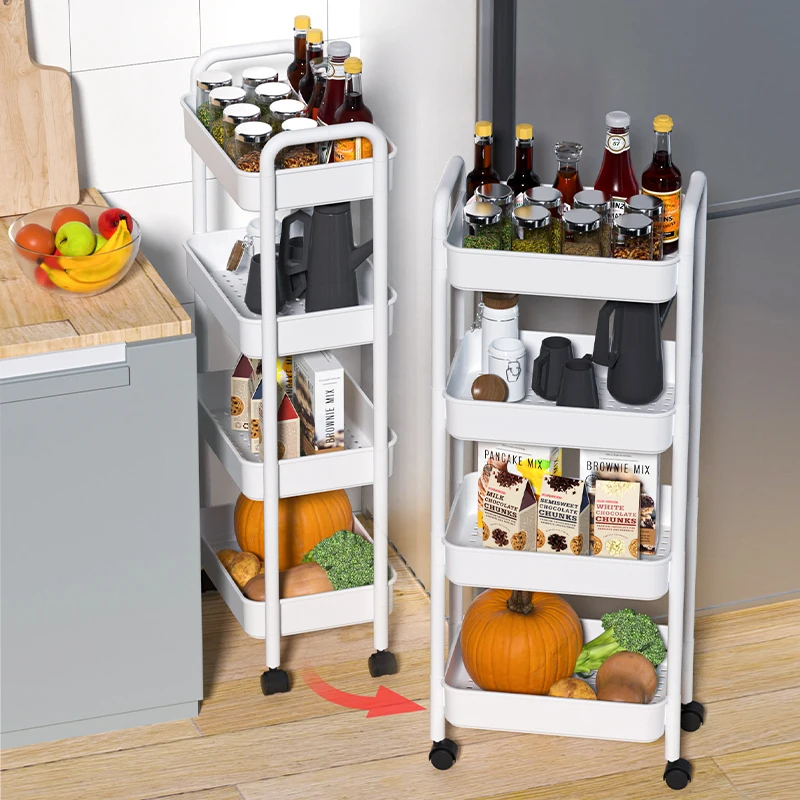 Portable 3 Tiers Household Bathroom Cleaning Product Storage Rack Holder Shelving Units Kitchen Plastic Hand Trolley Cart
