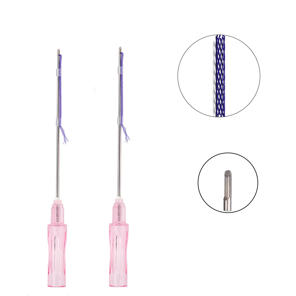 Manufacture Sterile Products 18G 60mm Temple Filling Pdo Thread Mesh With L Needle