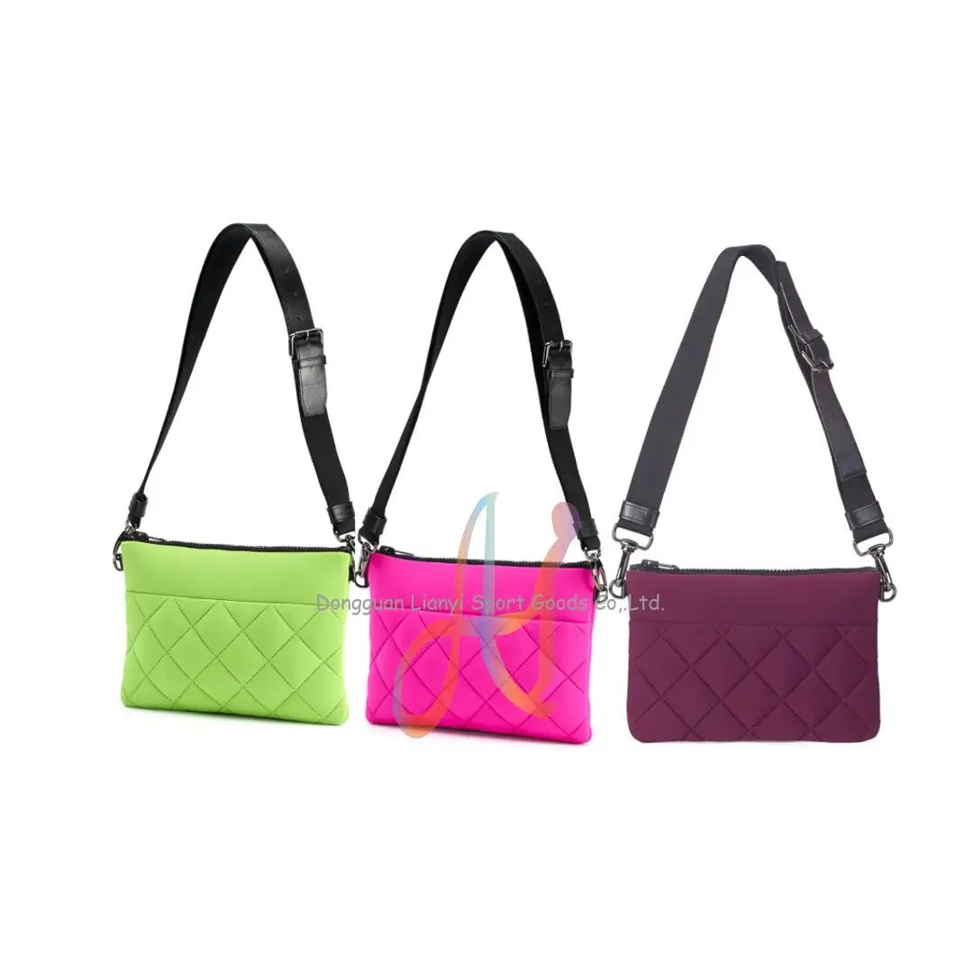 Manufacturer Full Custom Logo Neoprene Hobo Tote Bag Neoprene Crossbody Bag with Detachable Adjustable Guitar Strap