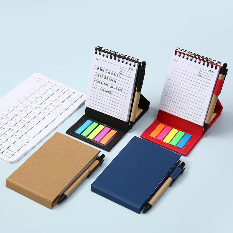2023 Eco-friendly Custom Logo Printing Spiral Notepad Sticker Cheap Promotional sticky Notepad With Pen Set