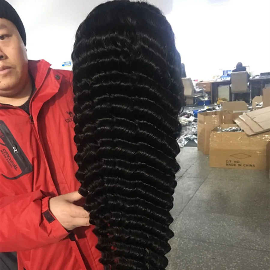Top Quality 200% Density Raw Transparent Hd Frontal Lace Wigs 12a 10a Unprocessed Virgin Hair Deep Loose Hair Weaves And Wigs