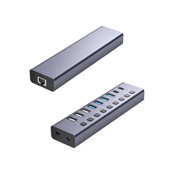 High Speed 10 Ports USB 2.0 Hub USB 3.0 Type 3.1 Gen 2 Splitter with RJ45 Network for Computer Usb hub manufacturer china