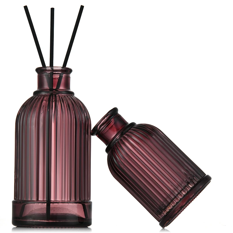 wholesale 230ml clear glass aromatherapy essence oil bottle vertical stripe aromatherapy bottle