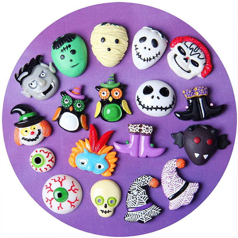 
Free Shipping Mysterious Voodoo Doll Bloodshot Eyes Flatback Resin Hallowmas Party Decoration Accessory Charms Resin Cabochons 