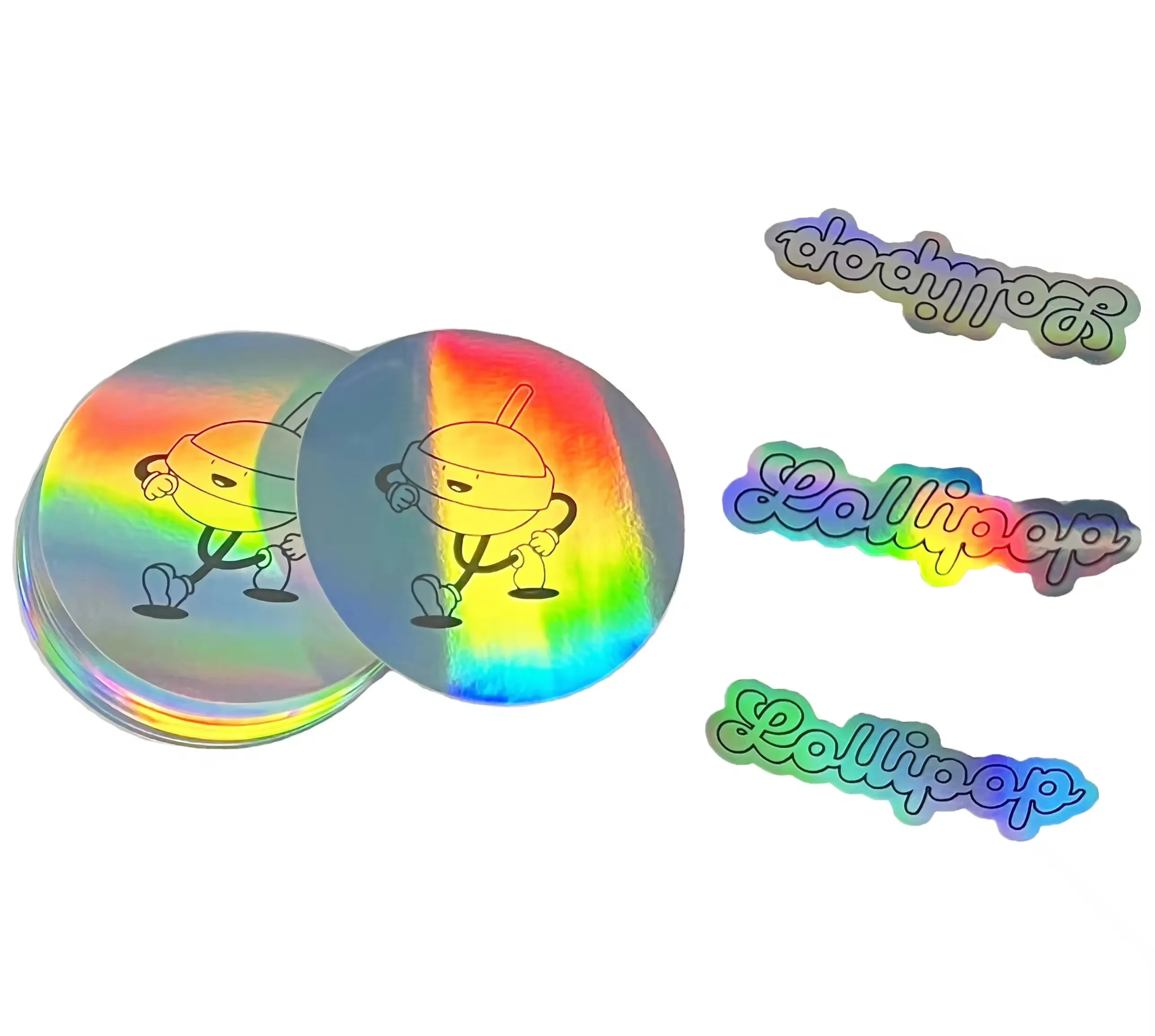 Die Cut Vinyl Arbitrary Shape Logo Stickers DIY Label Cartoon Stickers Rainbow Vinyl Sticker Paper Printing Hologram Label