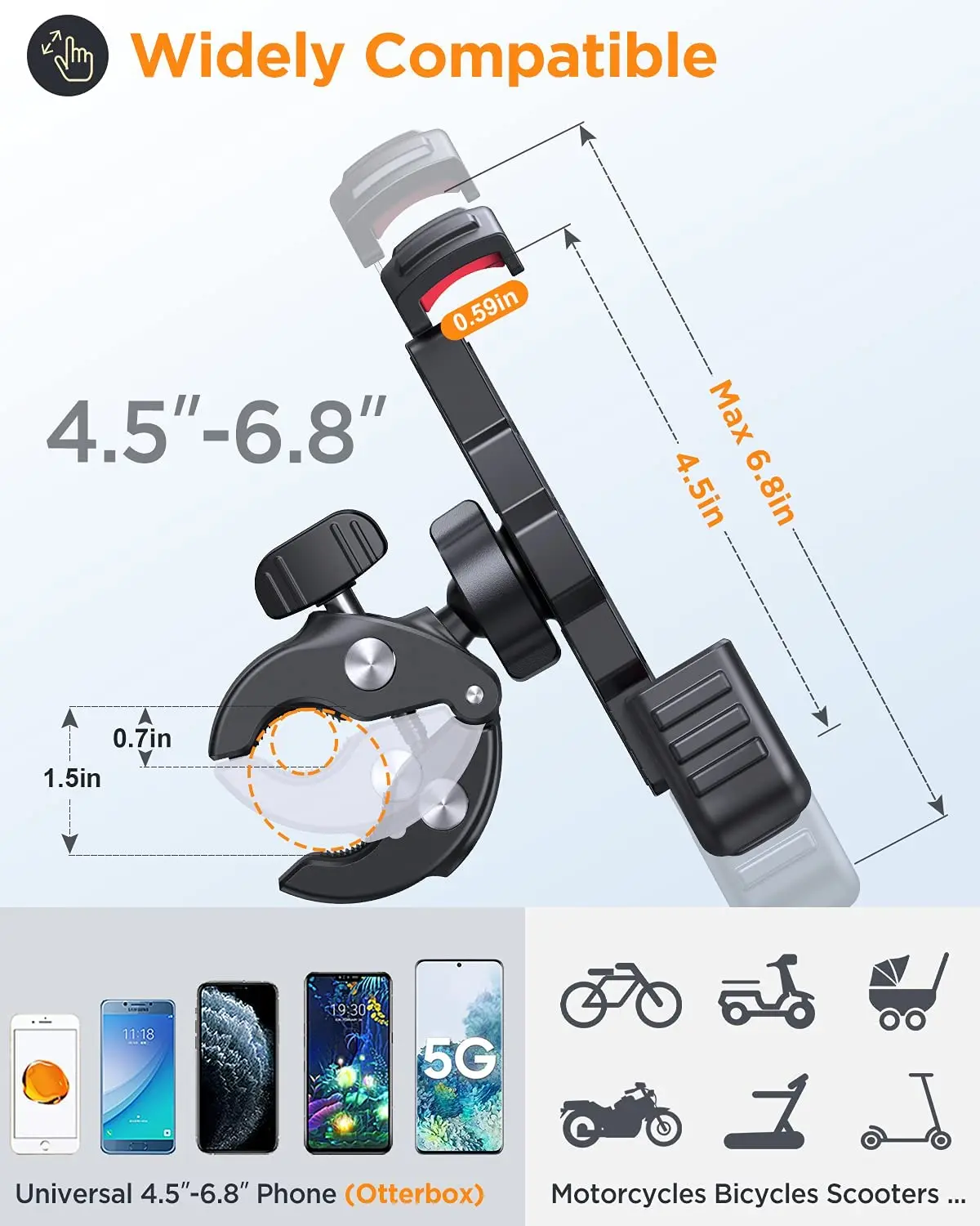 360 Rotating Smart Cellphone Silicone Bicycle Car Holder Mounting Stand Motor Bike Cell Phone Holder for Motorcycle Motorbikes