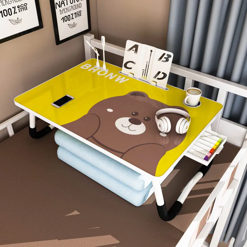 Whosale Cartoon Pattern Table Folding Laptop Table Serving Bed desk Portable Laptop Desk bed use study folding Computer Table