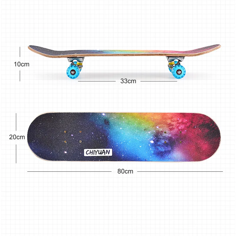 Four wheel skateboarding beginner maple board road professional complete skateboard en plastiqu