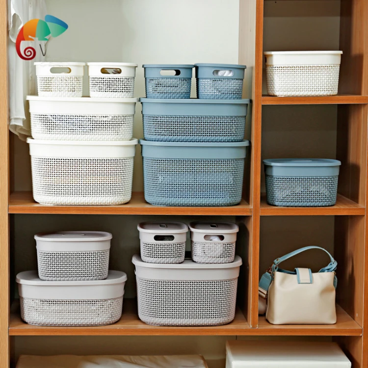 
Factory wholesale production of 3/6/12 / 18L plastic woven storage basket with lid 