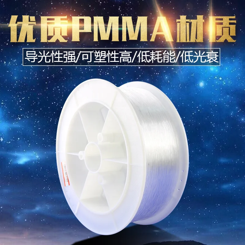 Customized  0.75mm 1.0mm 1.5mm 2.0mm 2.5mm 3.0mm pmma end emitting end glow plastic fiber optic for decoration