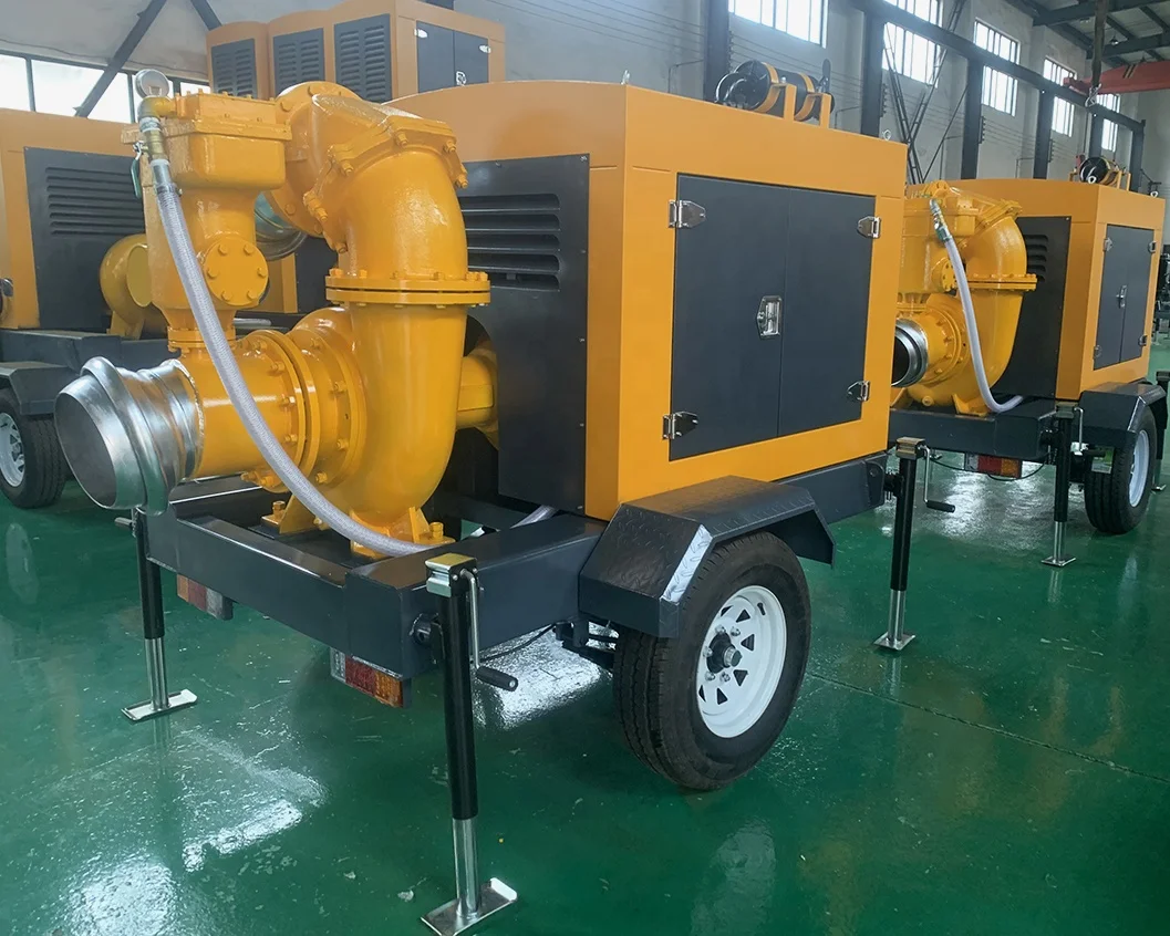 Custom high vacuum mobile self-priming flood control pump with stainless steel impeller