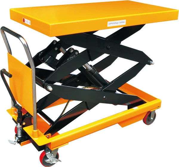 High quality Shear fork type manual mobile hydraulic lifting platform truck load 1000kg increased