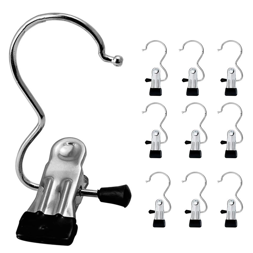 Reusable Black Leggings Closet Pants Hanger Space Saving Hanger Portable Double clipmini socks boots wire metal clip hanger