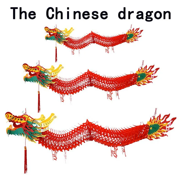 Best selling Hanging Chinese Traditional Dragon Garland  Plastic Chinese Red Dragon Lantern For Lunar Chinese New Year