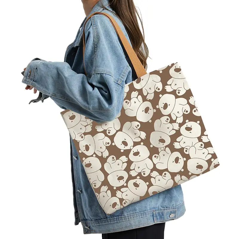 Custom printed logo Printed color Tote Shopping custom beach bags Cheap recyclable custom logo printed cotton canvas bag totebag