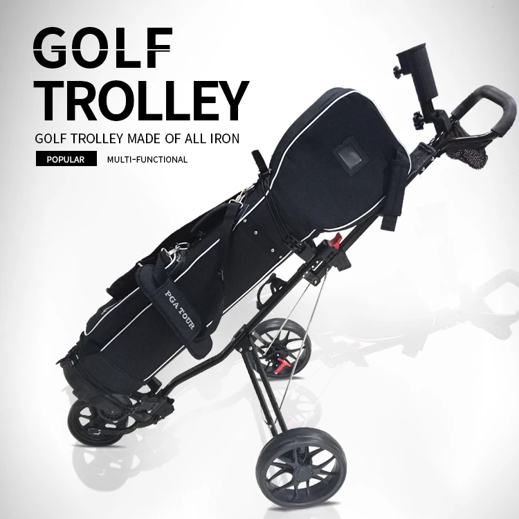 Hot Sale Factory Price Golf Push Trolley Light Weight 3 Wheels Golf Cart Trolley