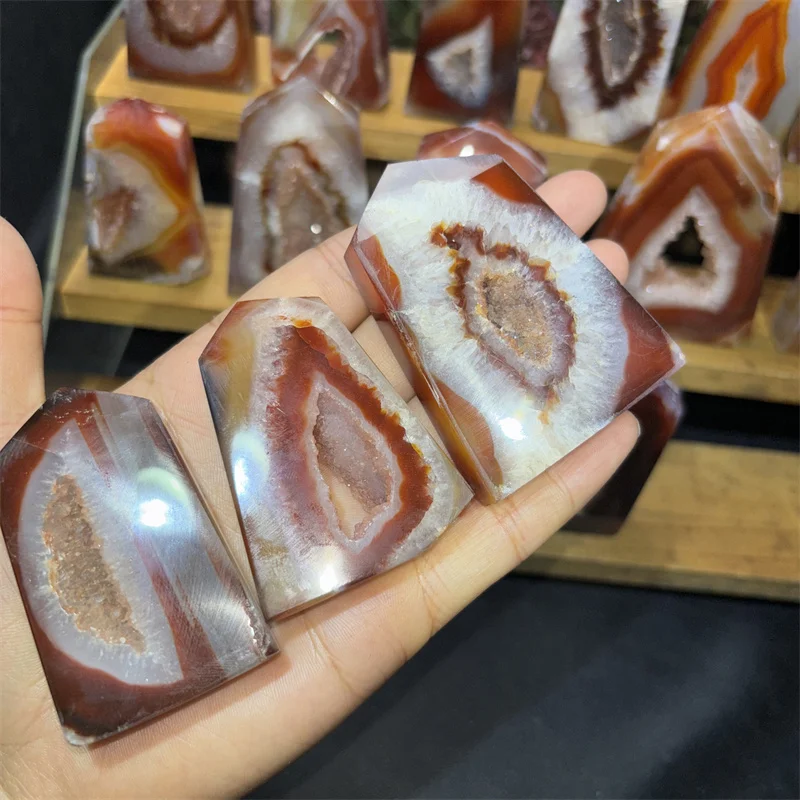 Wholesale Healing Natural Stones Reiki Crystal Crafts Polished Carnelian Druzy Points For Decoration