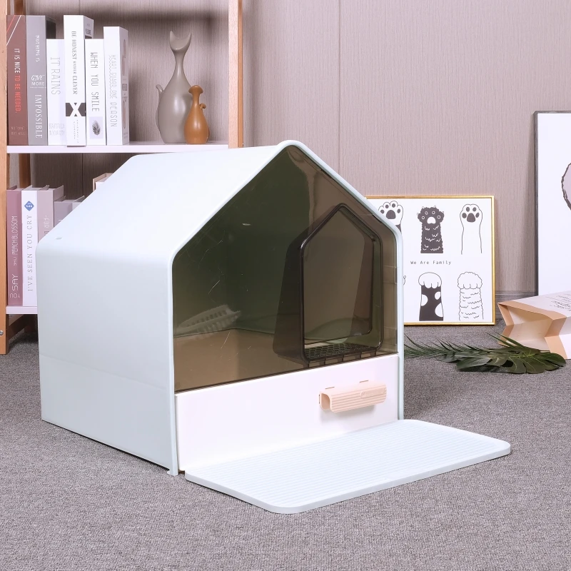 Wholesale Heightening Litter Box New Arrivals Big Capacity Toilets for Pets Extra Large Semi-enclosed Litter Box for Cats