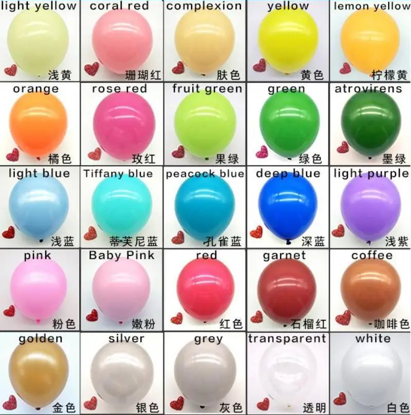 balloons 12' 100% latex balloon standard pastel chrome metallic color plain latex balloons Hot sale products
